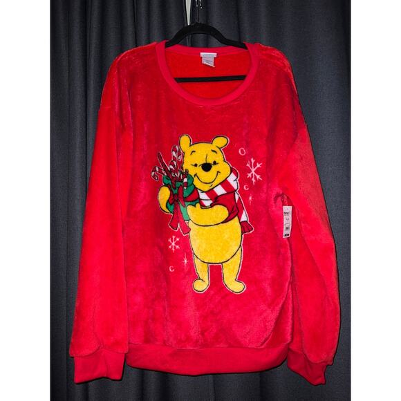 Ugly Christmas Sweater Fleece Xmas Sweatshirt Crewneck Size XXL Disney Pooh - Picture 1 of 3